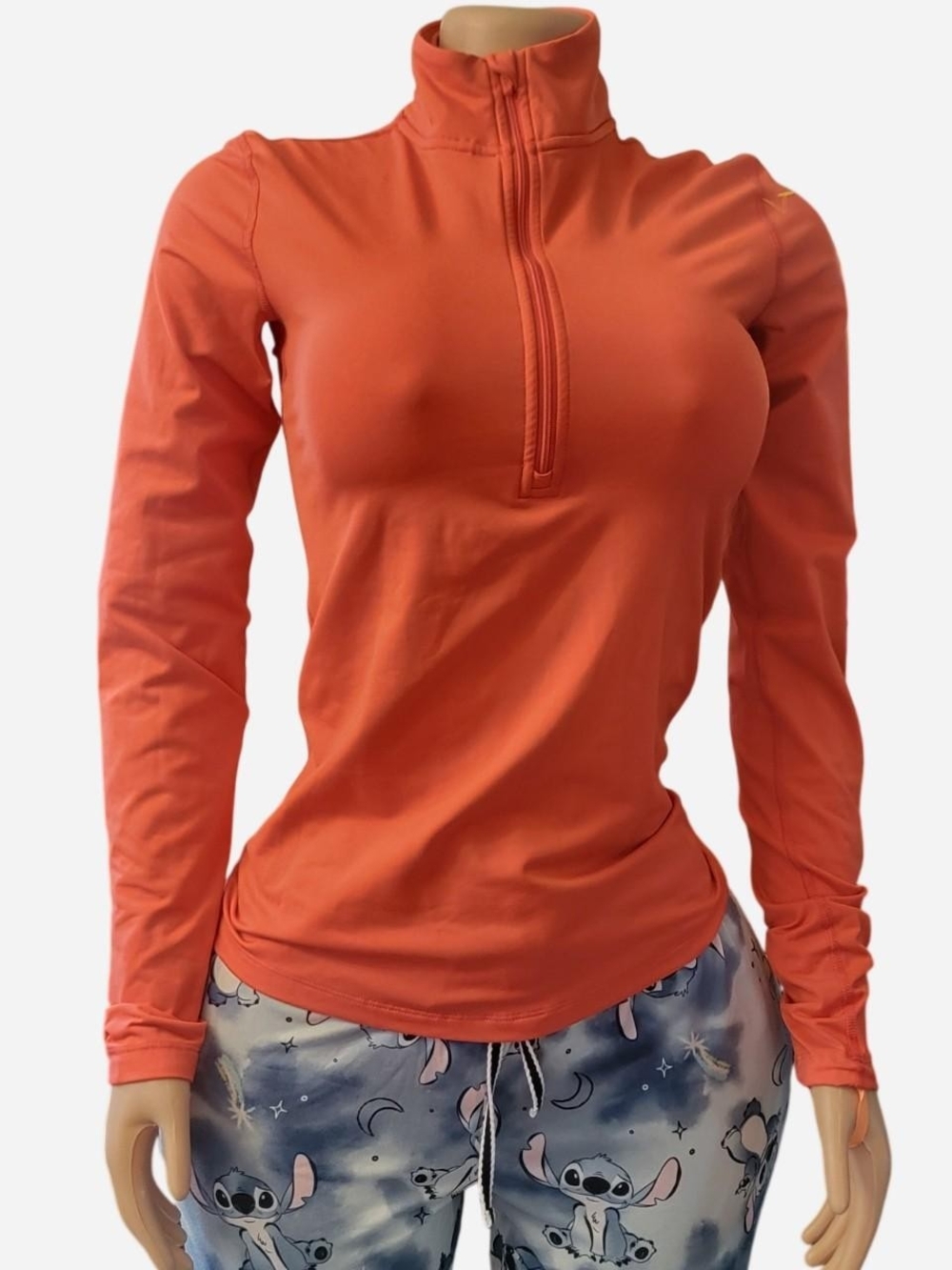 Nike Women's Coral Orange Long Sleeve Half-Zip Top